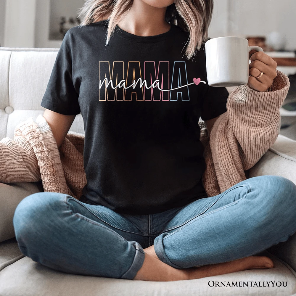 Colorblock Mama T-Shirt, Black Trendy Casual Women's Tee 6 Colorblock Mama T-Shirt, Black Trendy Casual Women's Tee - Image 4