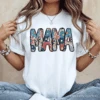 Daisy Floral Mama T-Shirt, Colorful Retro White Tee For Stylish And Cheerful Women