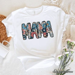 Daisy Floral Mama T-Shirt, Colorful Retro White Tee For Stylish And Cheerful Women -Eds Plant Shop daisy floral mama t shirt colorful retro white tee for stylish and cheerful women 460047