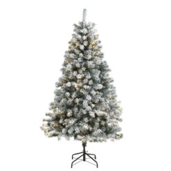 Flocked Rock Springs Spruce Tree | 6' Pre-Lit Artificial Christmas Tree