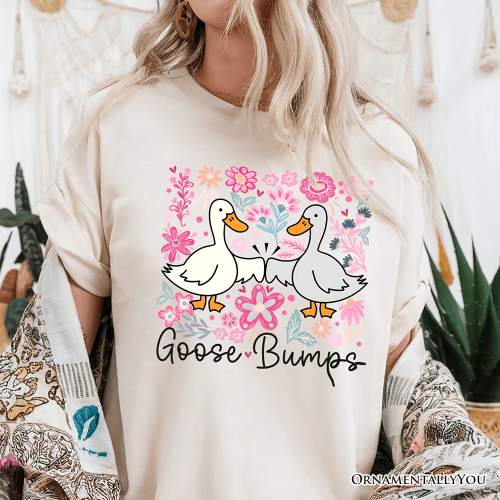 Funny Goose Bumps Floral T-Shirt, White, Natural And Black Sarcastic Goose Tee Gifts 6 Funny Goose Bumps Floral T-Shirt, White, Natural And Black Sarcastic Goose Tee Gifts - Image 4