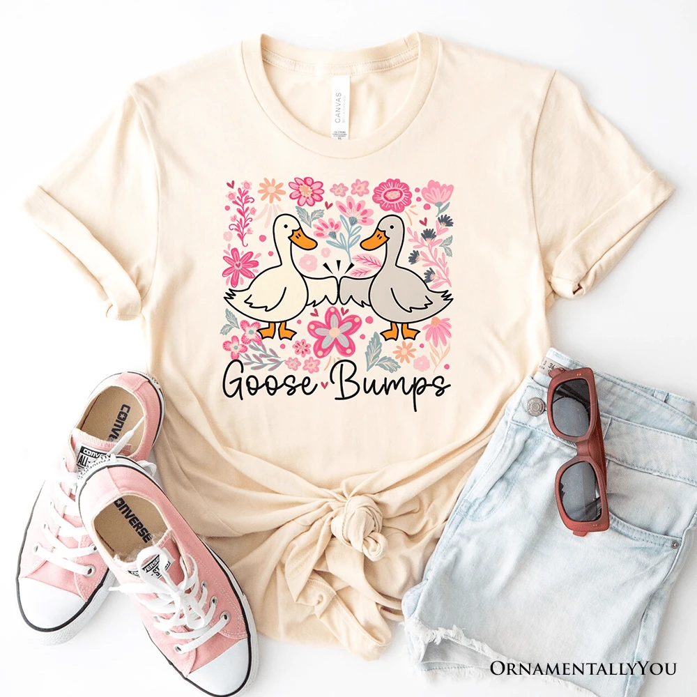 Funny Goose Bumps Floral T-Shirt, White, Natural And Black Sarcastic Goose Tee Gifts 9 Funny Goose Bumps Floral T-Shirt, White, Natural And Black Sarcastic Goose Tee Gifts - Image 7