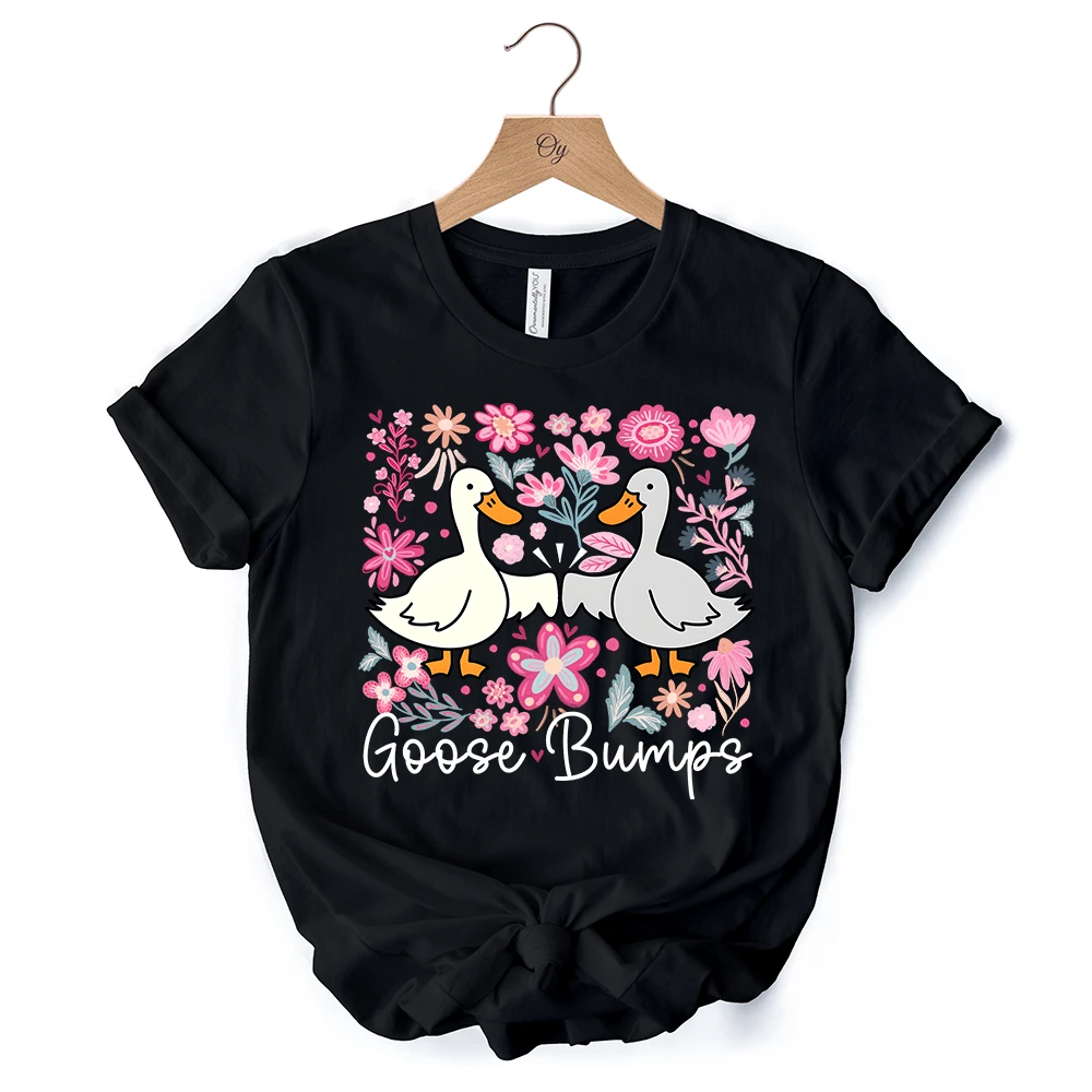 Funny Goose Bumps Floral T-Shirt, White, Natural And Black Sarcastic Goose Tee Gifts 11 Funny Goose Bumps Floral T-Shirt, White, Natural And Black Sarcastic Goose Tee Gifts - Image 9
