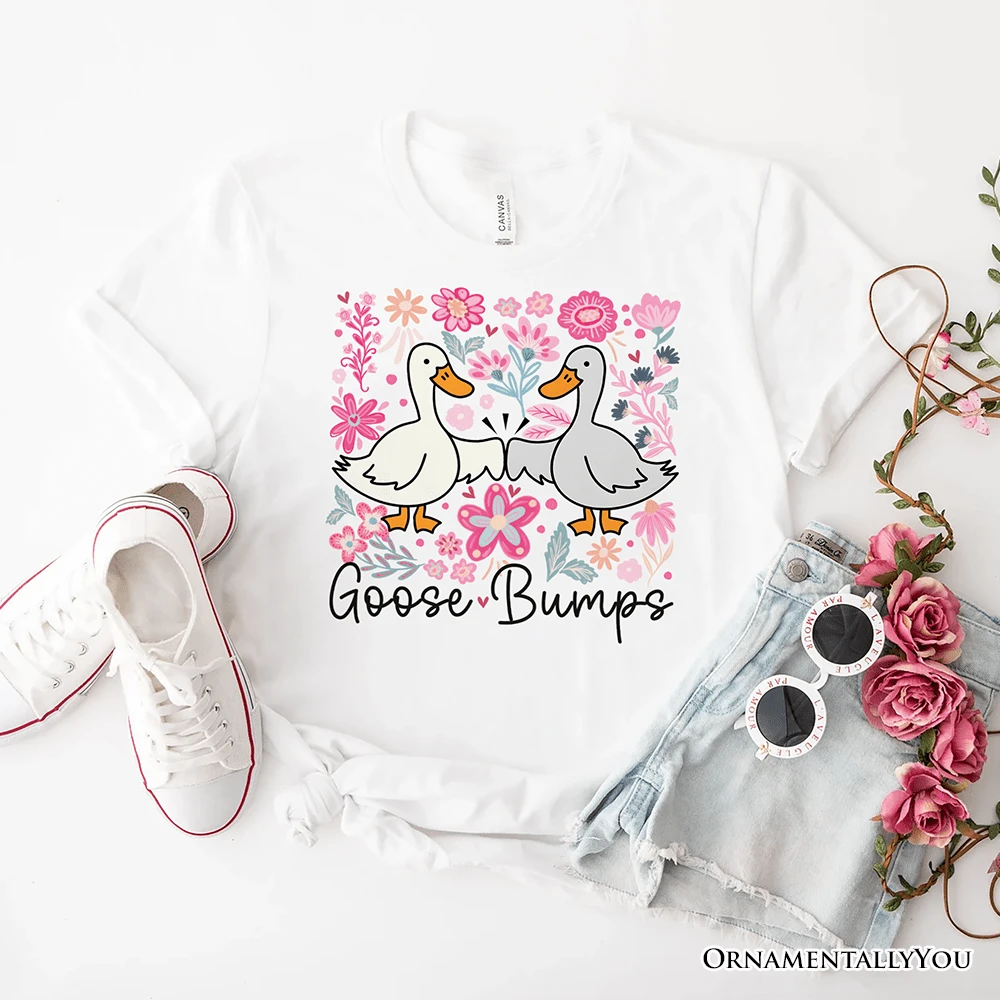 Funny Goose Bumps Floral T-Shirt, White, Natural And Black Sarcastic Goose Tee Gifts 10 Funny Goose Bumps Floral T-Shirt, White, Natural And Black Sarcastic Goose Tee Gifts - Image 8