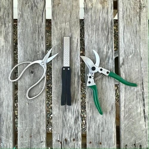 Garden Tool Sharpener - Diamond + Carbon Steel Hone Paddle 3 Garden Tool Sharpener - Diamond + Carbon Steel Hone Paddle