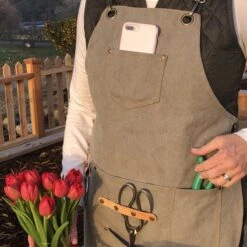 Gardening Apron - Waxed Canvas Apron With Pockets