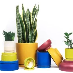 Gemstone Porcelain Planter Pot With Water Saucer 10.5 Inch