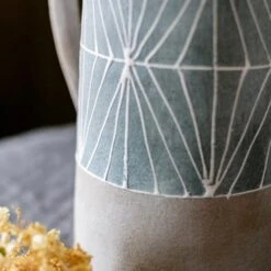 Gray Blue Handpainted Terracotta Table Vase 15 Gray Blue Handpainted Terracotta Table Vase -Eds Plant Shop gray blue handpainted terracotta table vase 835017