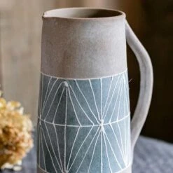 Gray Blue Handpainted Terracotta Table Vase 17 Gray Blue Handpainted Terracotta Table Vase -Eds Plant Shop gray blue handpainted terracotta table vase 994755