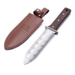Hori Hori Garden Knife With Walnut Handle & Leather Sheath -Eds Plant Shop hori hori garden knife with walnut handle leather sheath 855882
