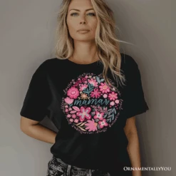 Inspiring Floral Mama T-Shirt, White, Black And Natural Boho Tee For Strong And Loving Mothers -Eds Plant Shop inspiring floral mama t shirt white black and natural boho tee for strong and loving mothers 123804