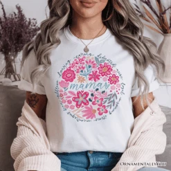Inspiring Floral Mama T-Shirt, White, Black And Natural Boho Tee For Strong And Loving Mothers