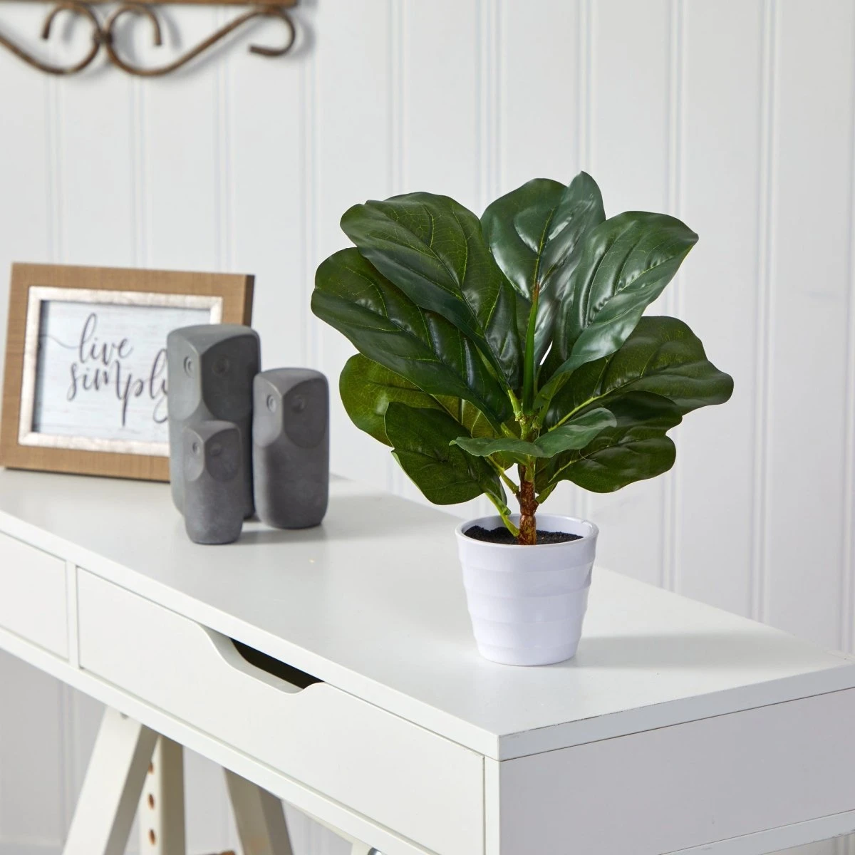 Lifelike 11-in Faux Fiddle Leaf Fig – Perfect Indoor Greenery 5 Lifelike 11-in Faux Fiddle Leaf Fig – Perfect Indoor Greenery - Image 3