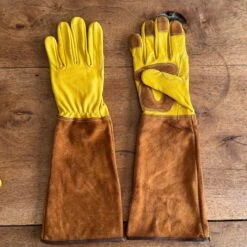 Long Garden Gloves – Rose & Thorn Pruning Gloves (Soft Cowhide)