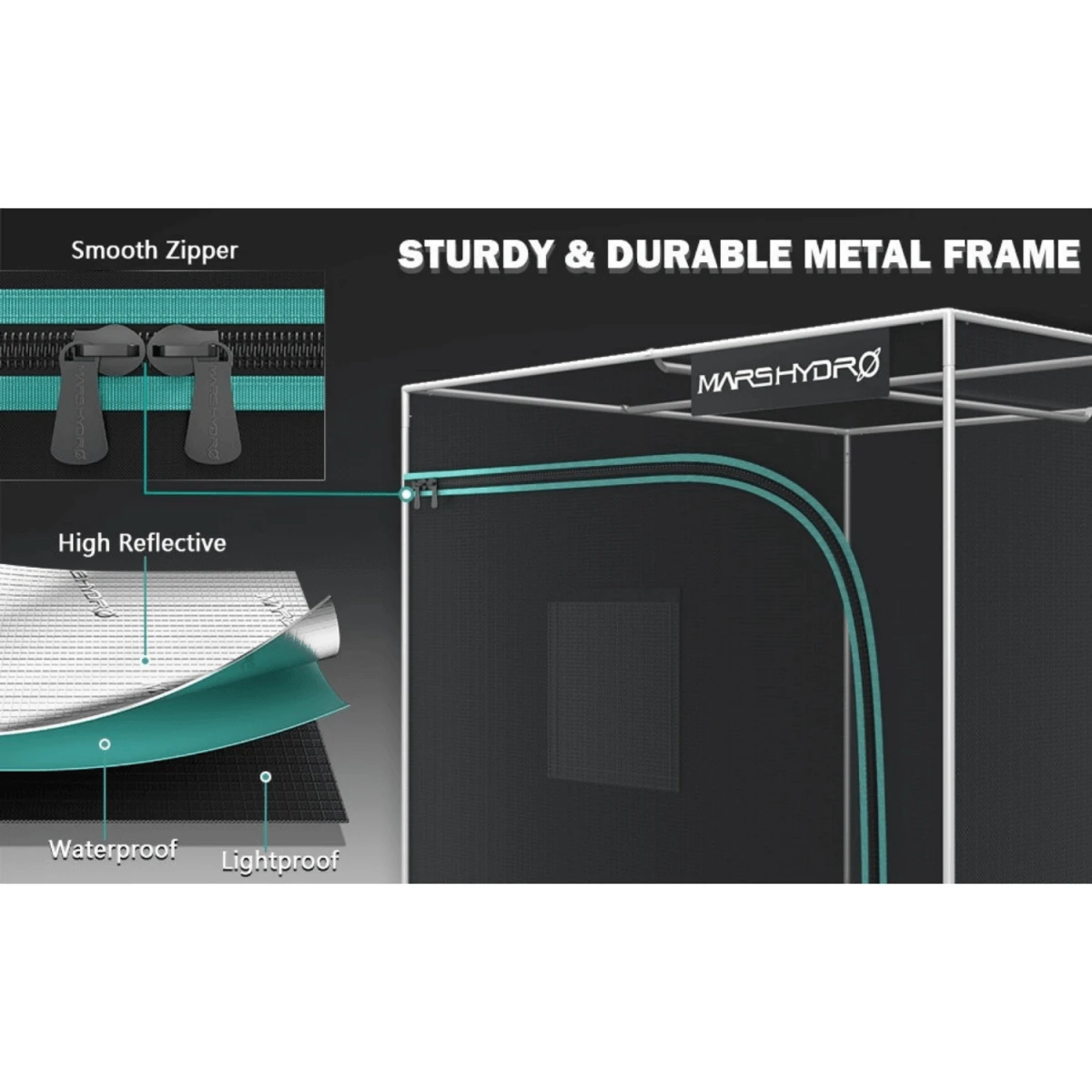 Mars Hydro 2' X 2' X 4' 8" Indoor Grow Tent – 1680D Oxford, Lightproof, Durable 11 Mars Hydro 2' X 2' X 4' 8" Indoor Grow Tent – 1680D Oxford, Lightproof, Durable - Image 9