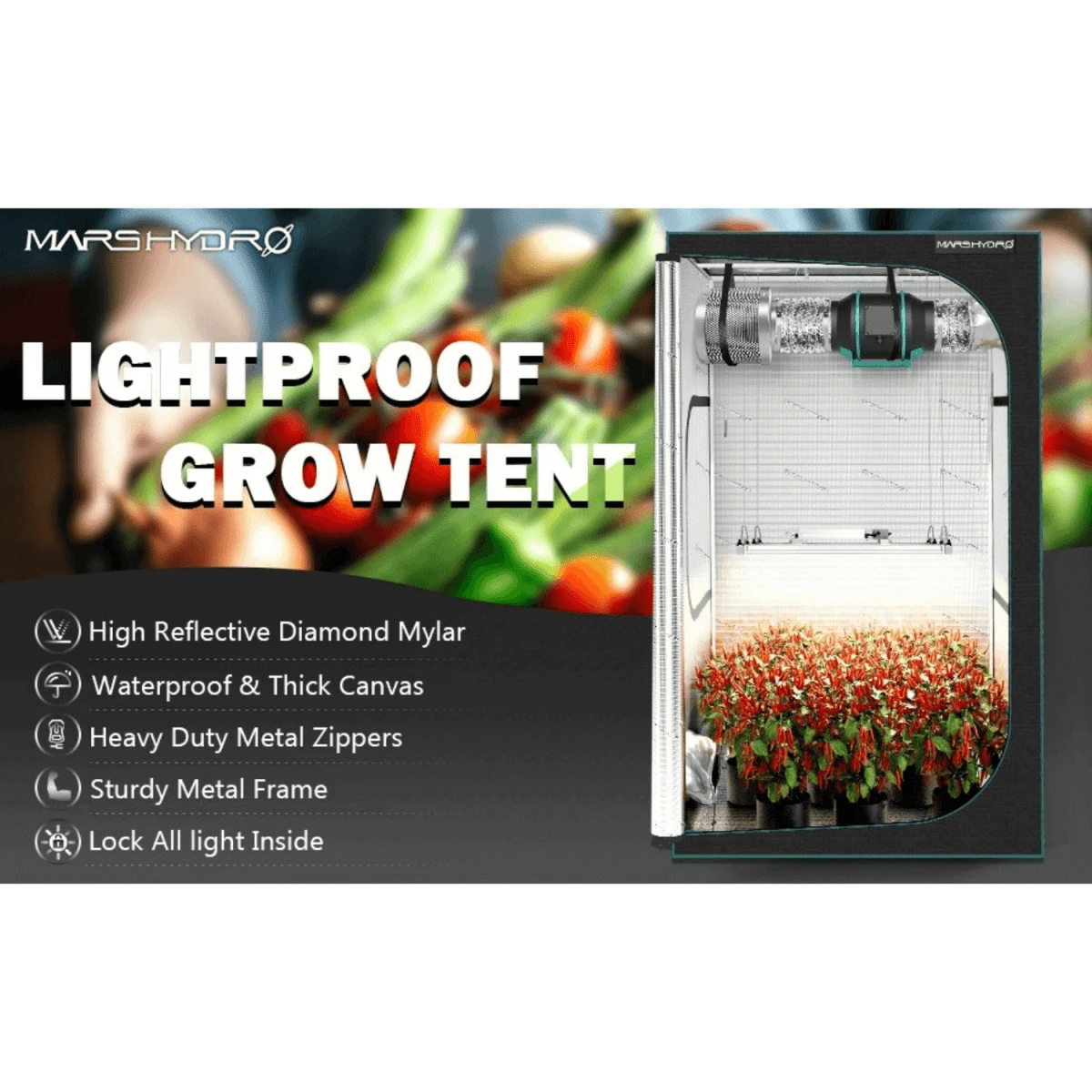 Mars Hydro 2' X 4' X 6' 1" Indoor Grow Tent - Reflective & Durable 10 Mars Hydro 2' X 4' X 6' 1" Indoor Grow Tent - Reflective & Durable - Image 8
