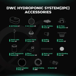 Mars Hydro 5-Gallon Deep Water Culture Hydroponic System Kit With 2 Buckets -Eds Plant Shop mars hydro 5 gallon deep water culture hydroponic system kit with 2 buckets 181832