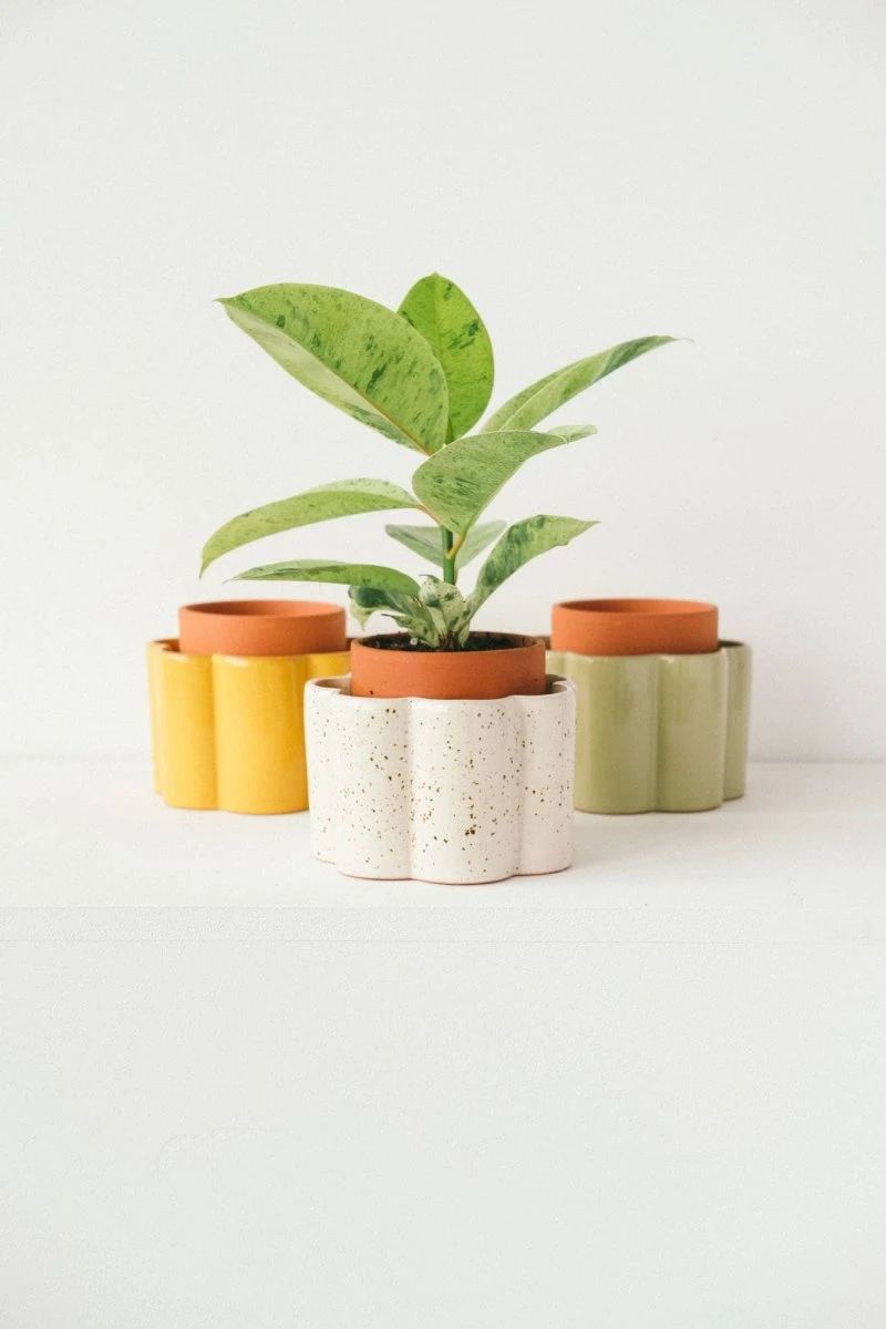 Paula Self-Watering Planter Pot – Speckled White 7 Paula Self-Watering Planter Pot – Speckled White - Image 5