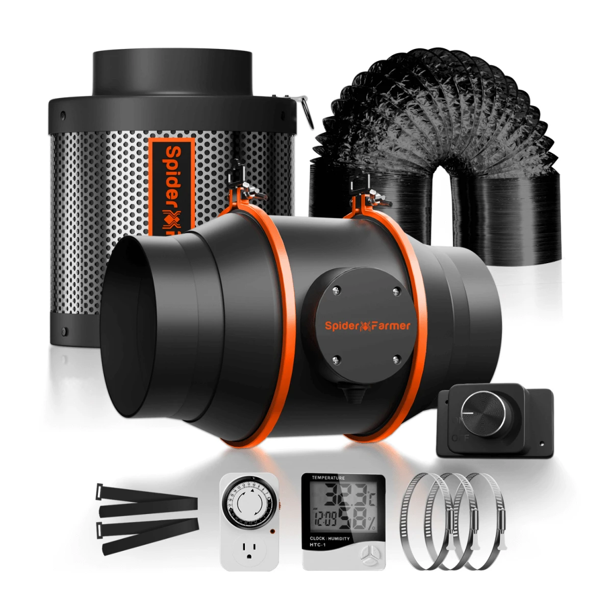 Spider Farmer Grow Kit 6" Inline Duct Fan And Carbon Filter Combo 3 Spider Farmer Grow Kit 6" Inline Duct Fan And Carbon Filter Combo