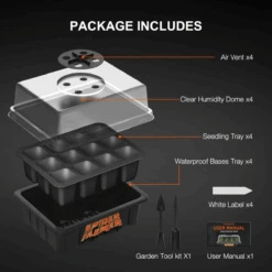 Spider Farmer Seed Starting Trays (4-Pack) | 12-Cell Trays With Domes For Optimal Germination -Eds Plant Shop spider farmer seed starting trays 4 pack 12 cell trays with domes for optimal germination 515446