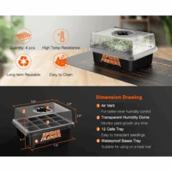 Spider Farmer Seed Starting Trays (4-Pack) | 12-Cell Trays With Domes For Optimal Germination -Eds Plant Shop spider farmer seed starting trays 4 pack 12 cell trays with domes for optimal germination 561124