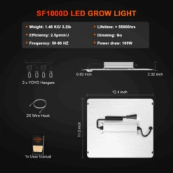 Spider Farmer SF1000D LED Grow Light | Full Spectrum, Energy Efficient, 100W -Eds Plant Shop spider farmer sf1000d led grow light full spectrum energy efficient 100w 422445