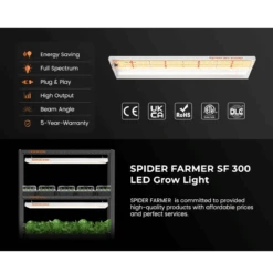 Spider Farmer SF300 33W LED Veg Grow Light 21 Spider Farmer SF300 33W LED Veg Grow Light -Eds Plant Shop spider farmer sf300 33w led veg grow light 612810