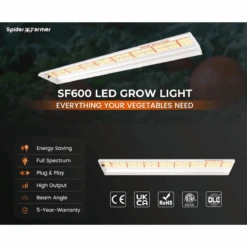 Spider Farmer SF600 74W LED Veg Grow Light | Full Spectrum Energy-Efficient Lighting -Eds Plant Shop spider farmer sf600 74w led veg grow light full spectrum energy efficient lighting 693688