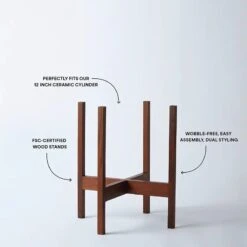 Square-Leg Mahogany Plant Stand — Adjustable Height, Indoor/Outdoor -Eds Plant Shop square leg mahogany plant stand adjustable height indooroutdoor 1866479