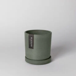 4 Inch Upcycled Signature Stone Planter Pot & Saucer -Eds Plant Shop upcycled signature stone planter pot saucer 4 inch 443815