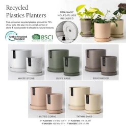 4 Inch Upcycled Signature Stone Planter Pot & Saucer -Eds Plant Shop upcycled signature stone planter pot saucer 4 inch 560975