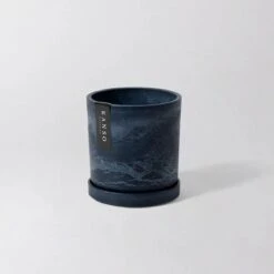 4 Inch Upcycled Signature Stone Planter Pot & Saucer -Eds Plant Shop upcycled signature stone planter pot saucer 4 inch 899311