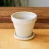 White Terracotta Planter Pot With Water Saucer -Eds Plant Shop white terracotta planter pot with water saucer various sizes 536432