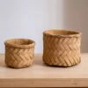 Woven Bamboo Styled Basket - Concrete - Various Sizes -Eds Plant Shop woven bamboo styled basket concrete various sizes 176574