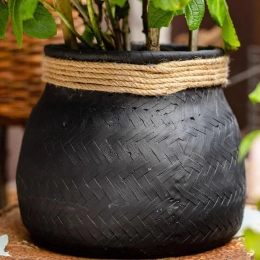 Woven Cement Planter With Rope Accent 10 Woven Cement Planter With Rope Accent - Image 8
