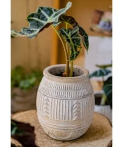 Yukun Tribal Design Stoneware Planter - Various Sizes -Eds Plant Shop yukun tribal design stoneware planter various sizes 861756